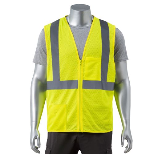 Reflective Tape Safety Zipper Vest With Pocket | Safety Yellow